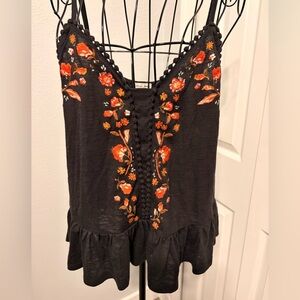 Love on a Hanger Black Floral Embroidered Top